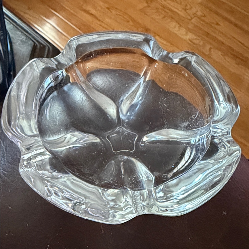 Clear Glass Floral Accent Dish - Decorative Home Accent ashtray